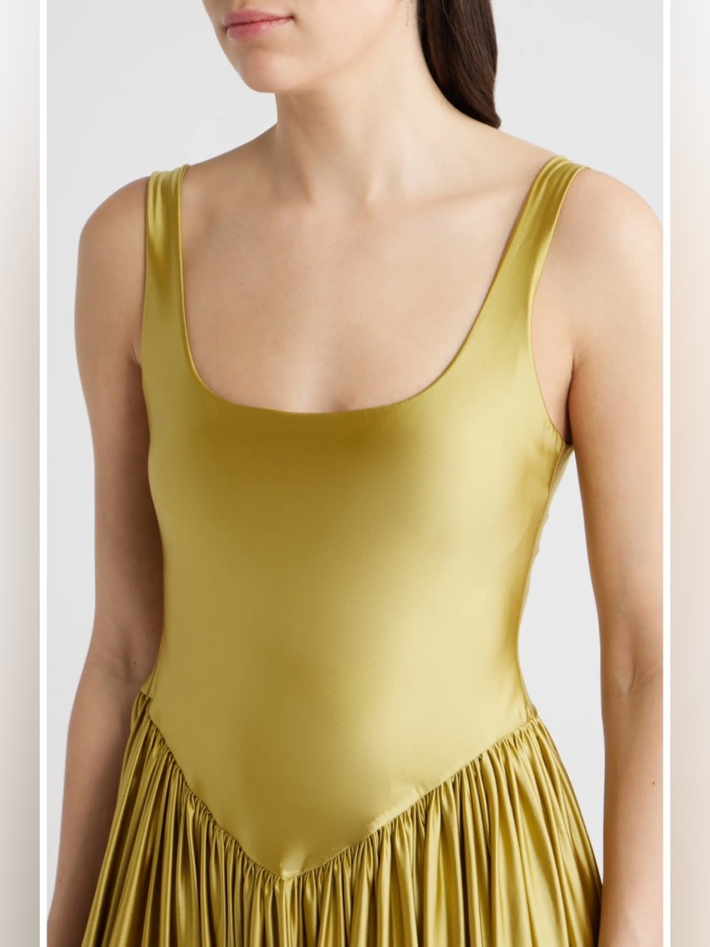 Delfi Collective Olive green Oriana satin basque waist maxi dress - Picture 4 of 10